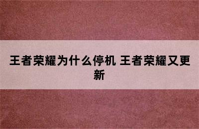 王者荣耀为什么停机 王者荣耀又更新